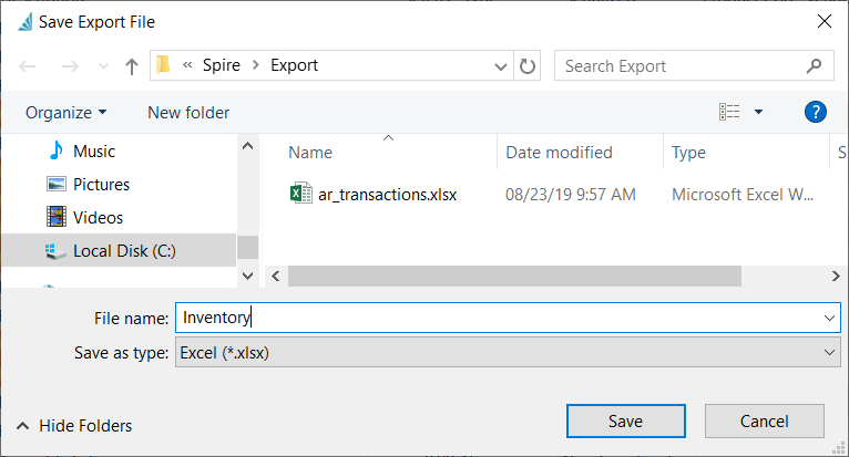 INVENTORY - Export