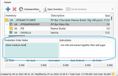 ProductionOrderDetailsNotesInstructions